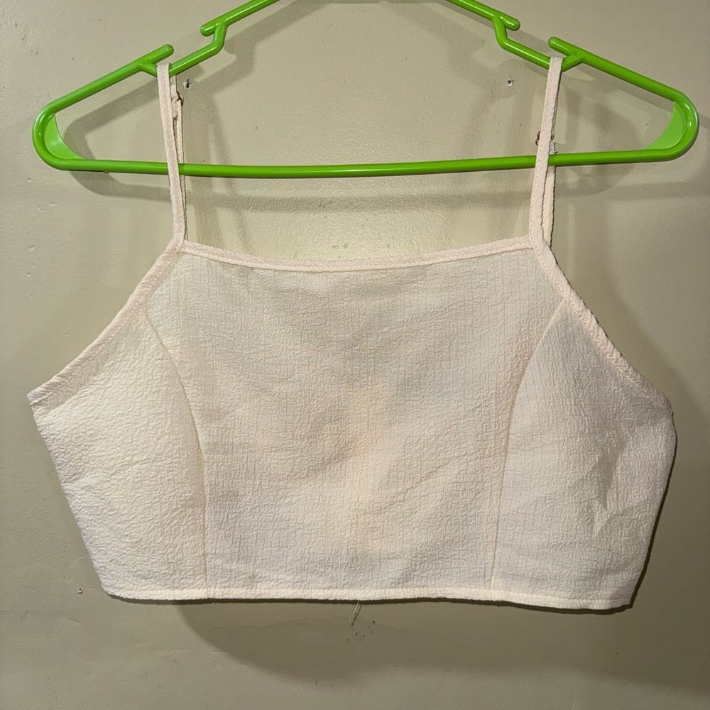 SHEIN size medium cream White Textured Crop tank Top